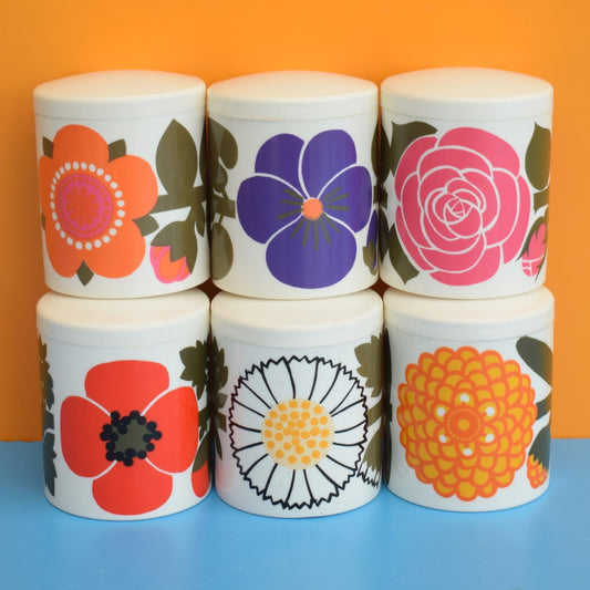 Vintage 1970s Laurids Lonborg Plastic Jars / Containers - Flower Power
