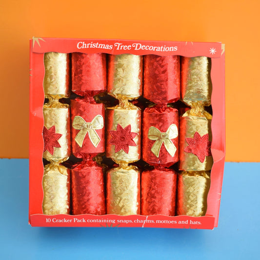 Vintage 1970s Christmas Crackers - Red & Gold (Boxed)