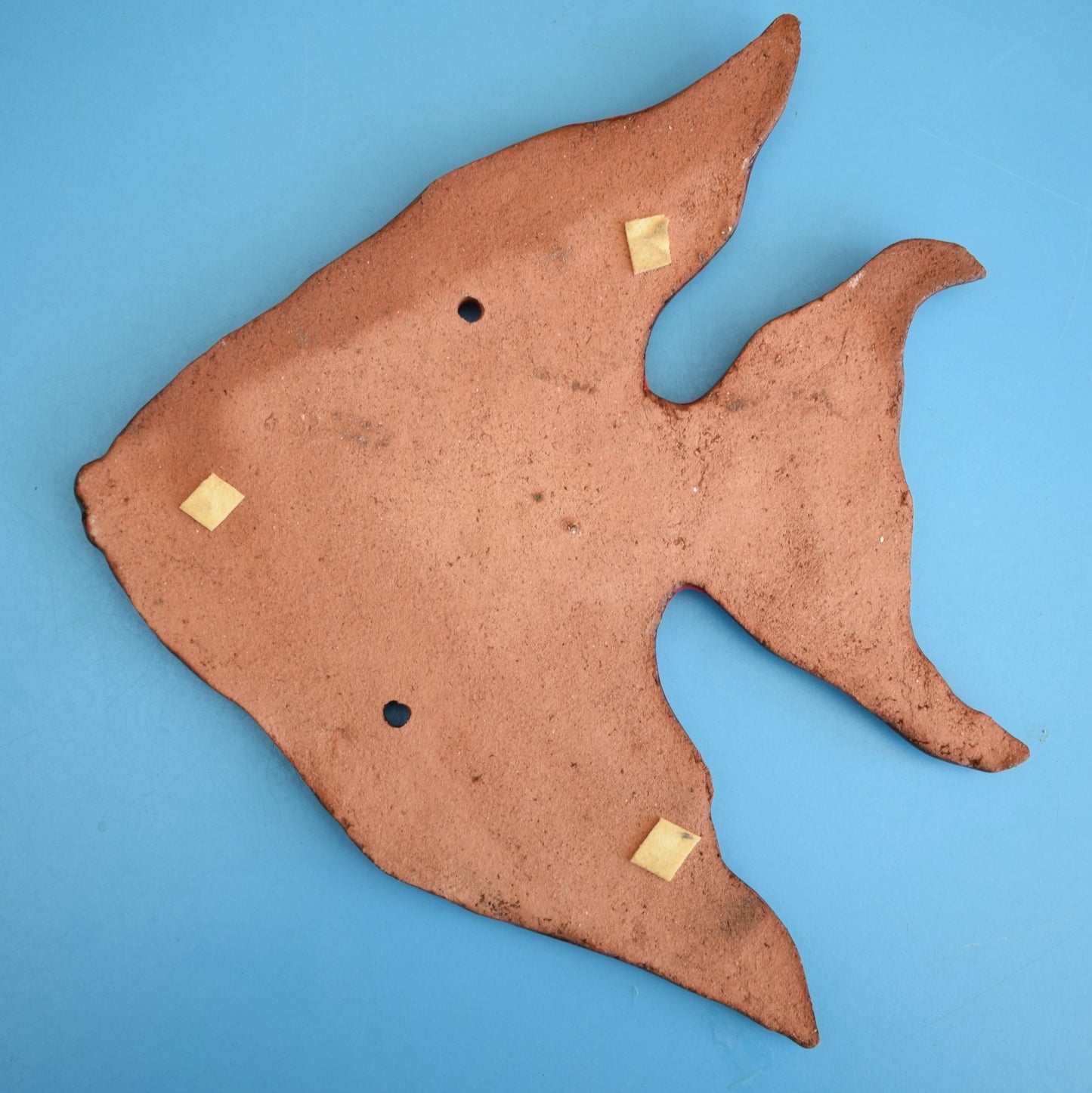 Vintage 1970s Studio Pottery Fish Wall Plaque - Orange / Yellow by Pineapple Retro