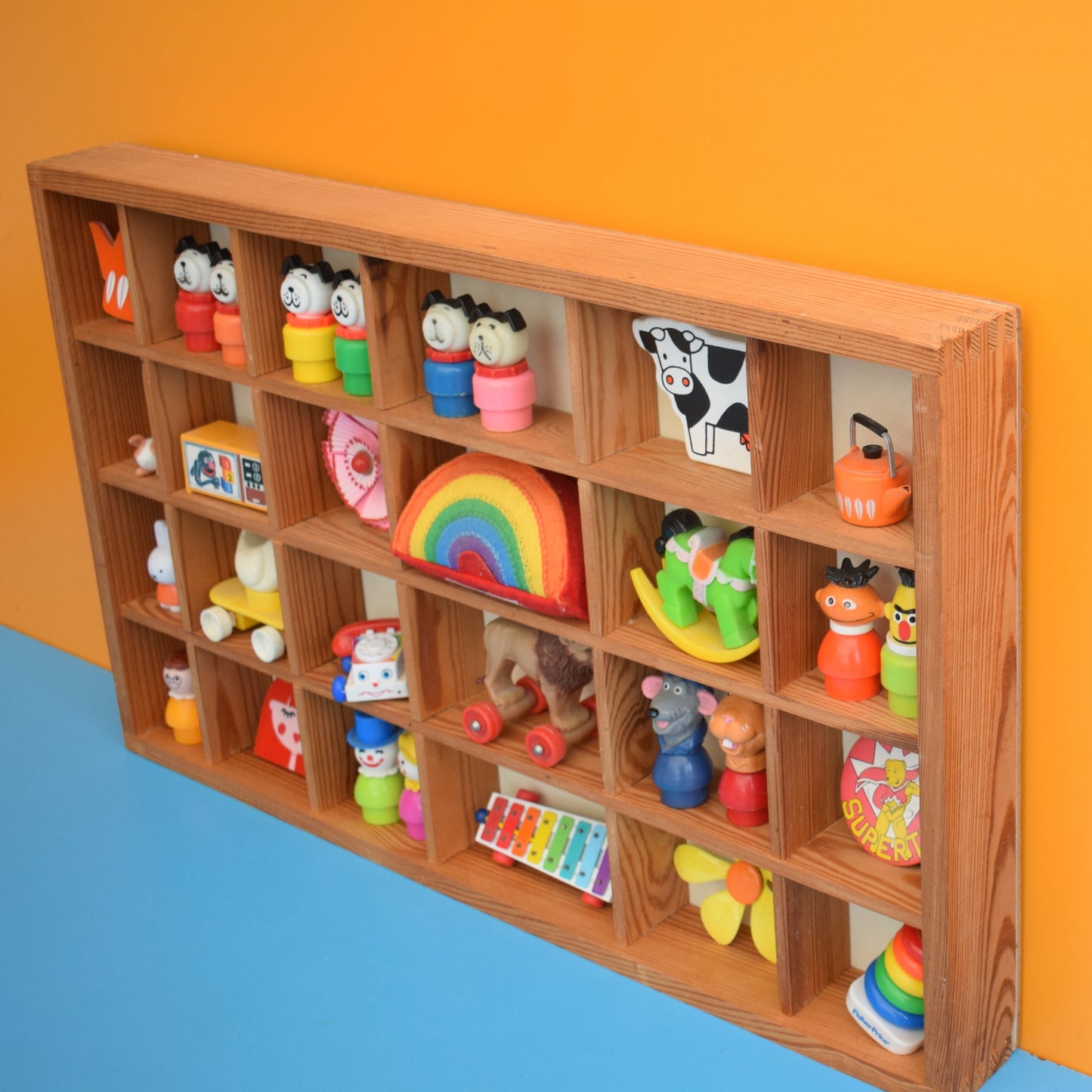 Vintage 1990s Wooden Display Unit - Ikea (Printers Tray Style) .