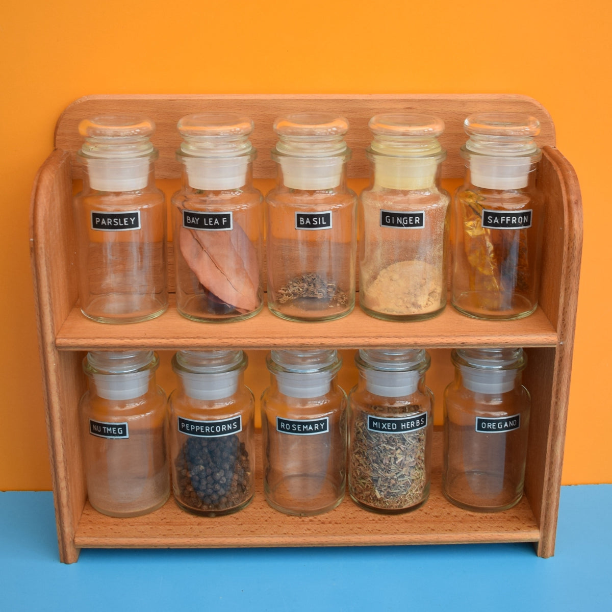 Vintage Rv Spice Rack Vintage 1970s Wooden Spice Rack With Glass Jars (And Some Contents ...