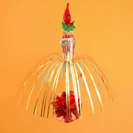 Vintage 1970s Foil Christmas Decorations - Candle, Ball