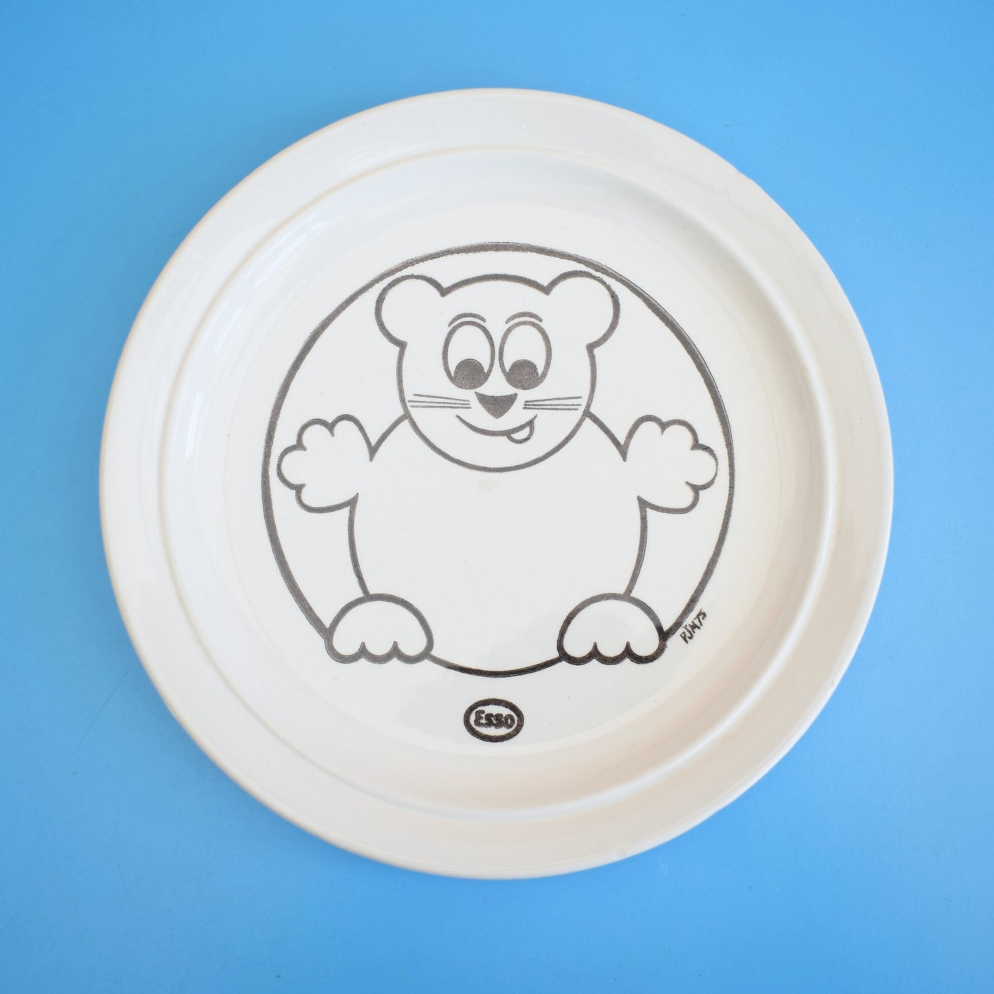 Vintage 1970s Esso Animal Children's Plates - Ceramic - Cat/ Bear by Pineapple Retro