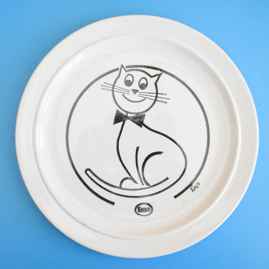 Vintage 1970s Esso Animal Children's Plates - Ceramic - Cat/ Bear