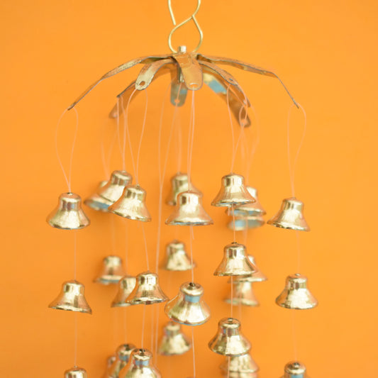 Vintage Boxed 1970s Gold Bell Wind Chime - Festive