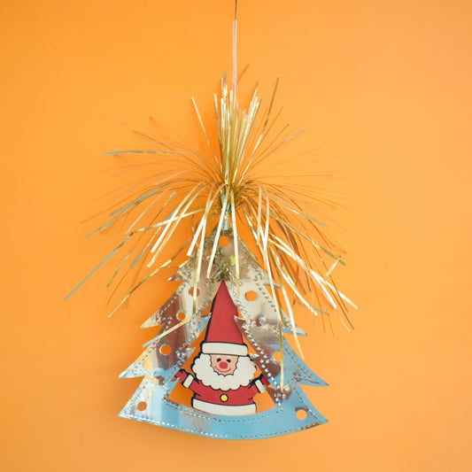 Vintage 1970s Foil Christmas Decorations - Santa x2