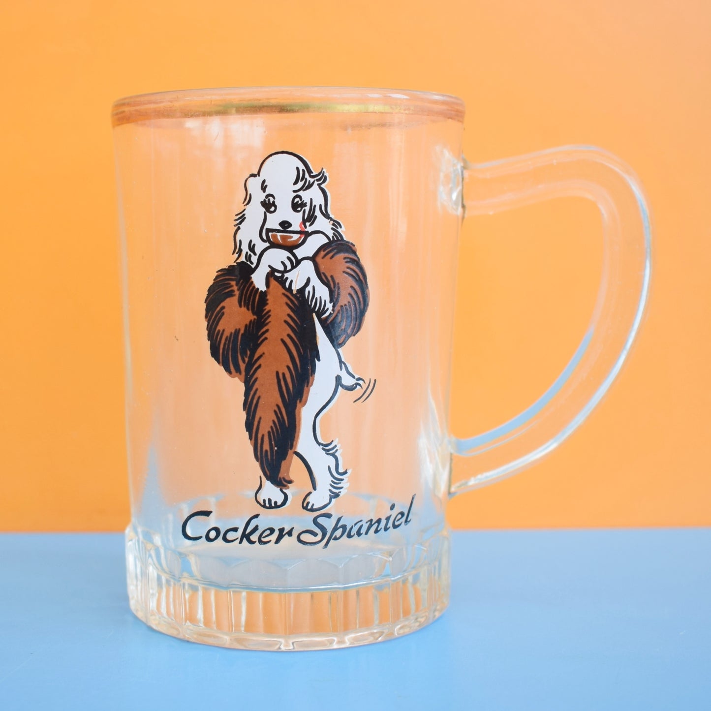 Vintage 1950s Cute Beer Glass - Cocker Spaniel