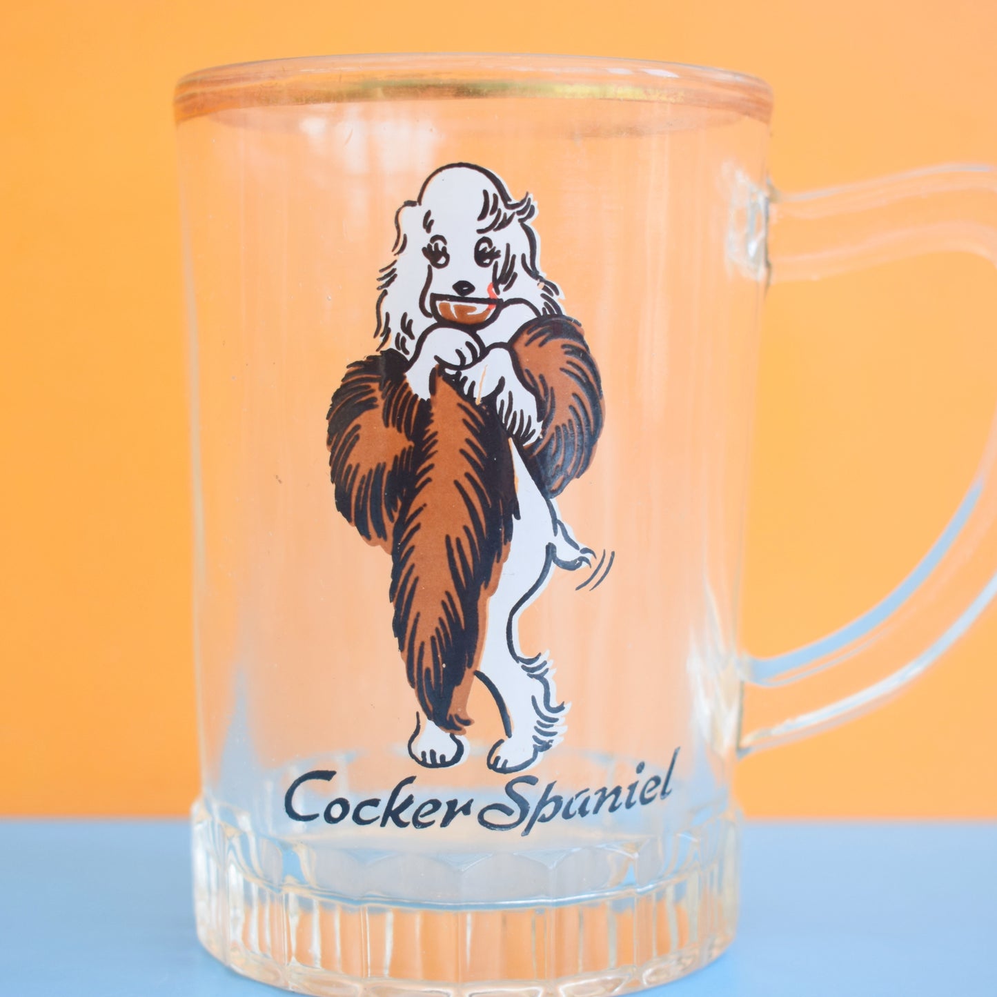 Vintage 1950s Cute Beer Glass - Cocker Spaniel