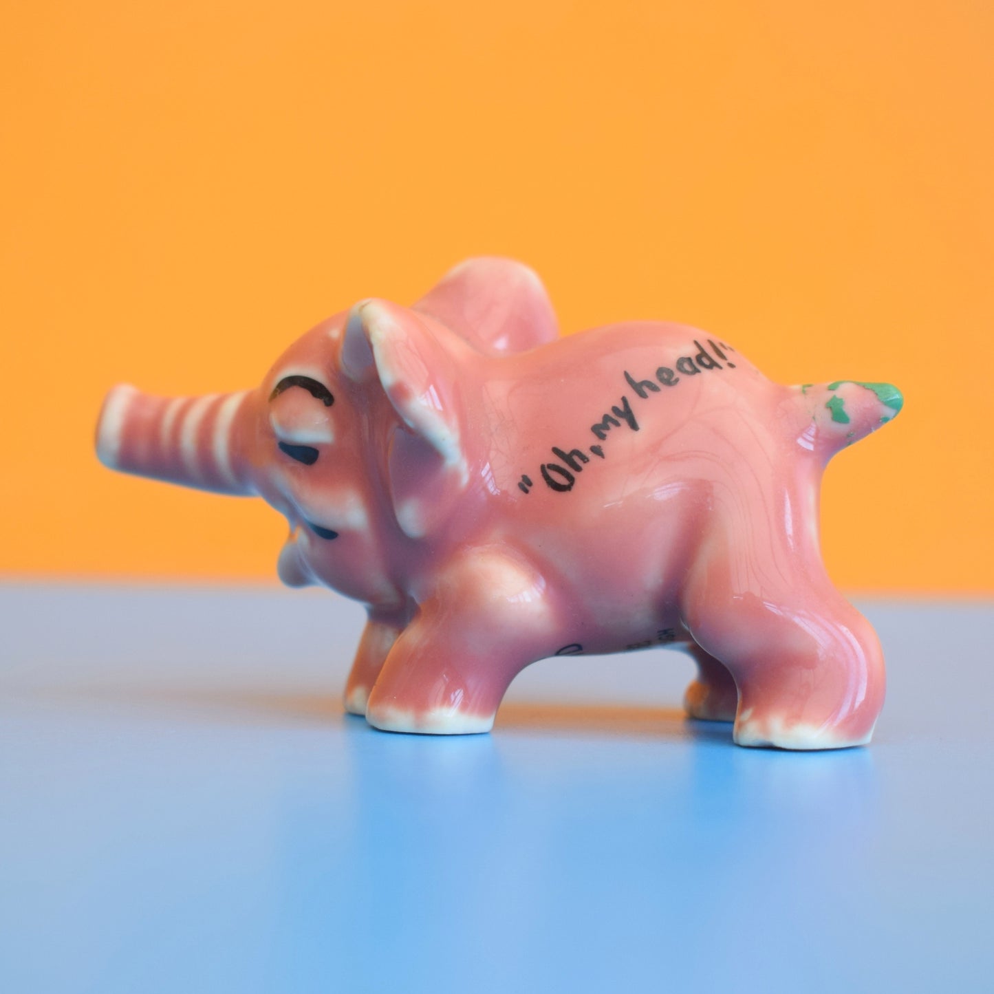 Vintage 1960s Wade Figure - Pink Elephant - 'Oh My Head'