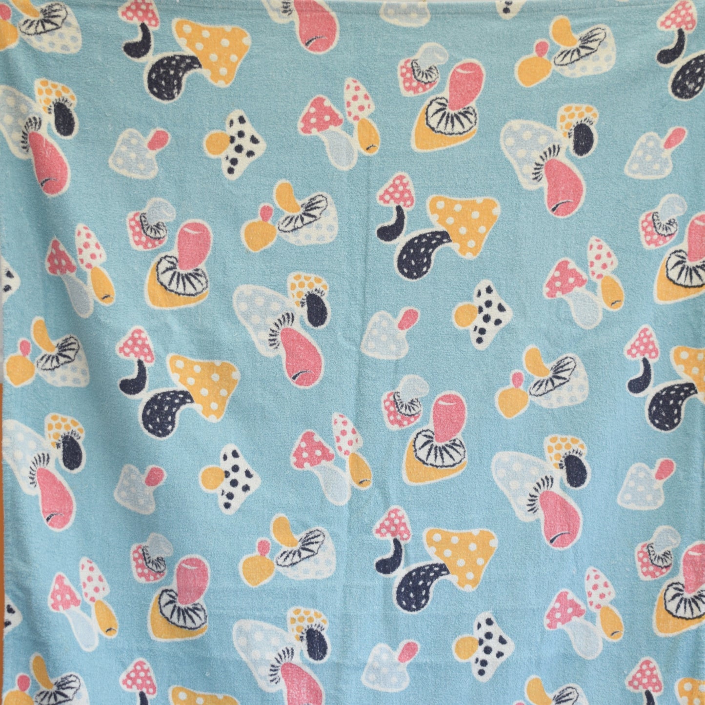 Vintage 1950s Toadstool Print Towelling Fabric