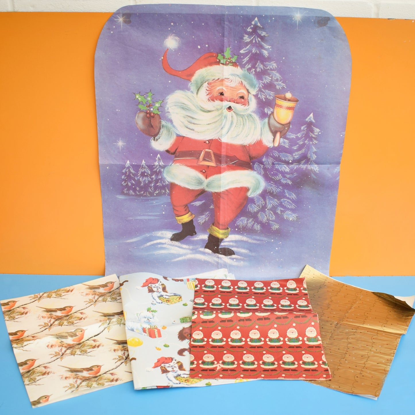 Vintage 1970s Christmas Wrapping Paper - Mixed