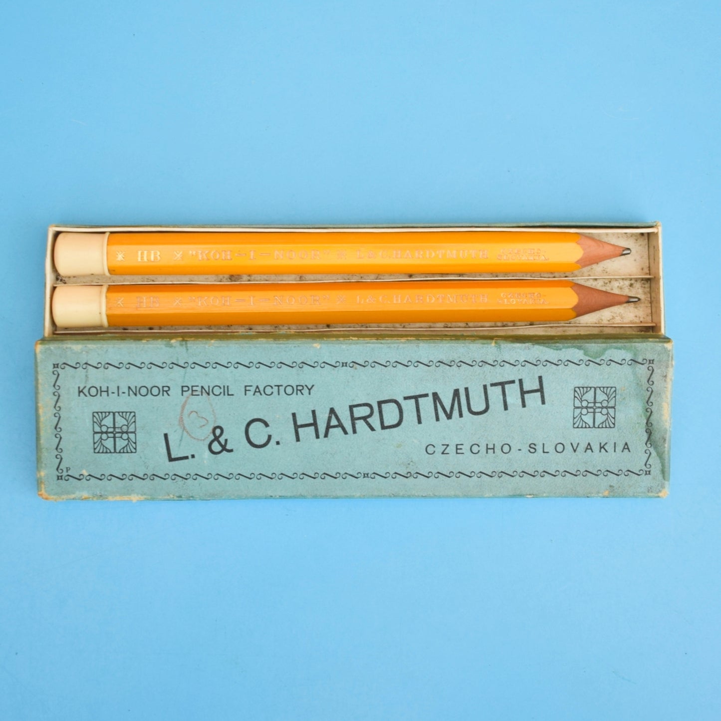 Vintage 1960s Yellow Jumbo Pencils - L&C Hardtmuth Slovakia - Boxed
