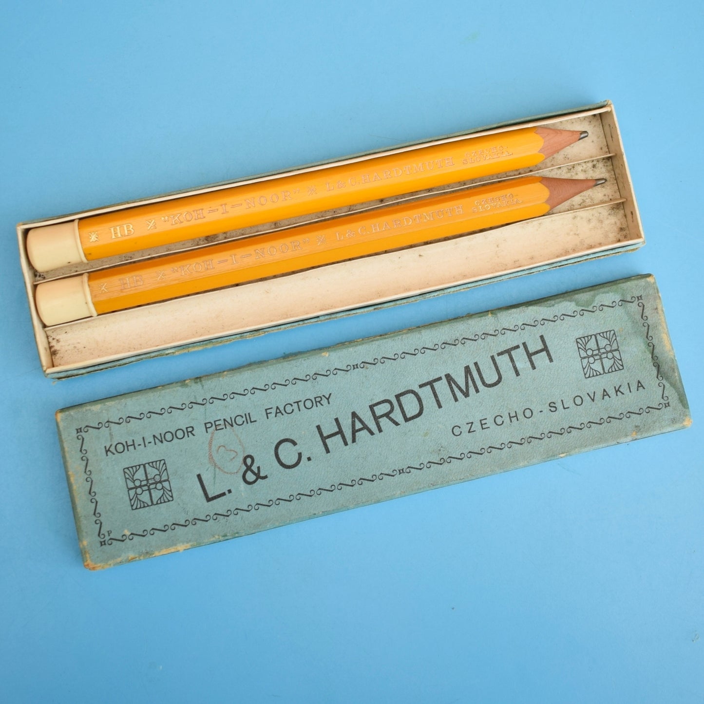 Vintage 1960s Yellow Jumbo Pencils - L&C Hardtmuth Slovakia - Boxed