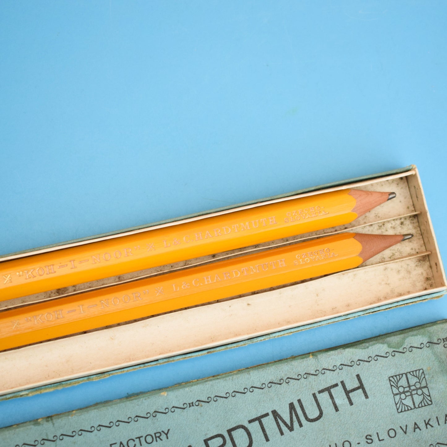 Vintage 1960s Yellow Jumbo Pencils - L&C Hardtmuth Slovakia - Boxed