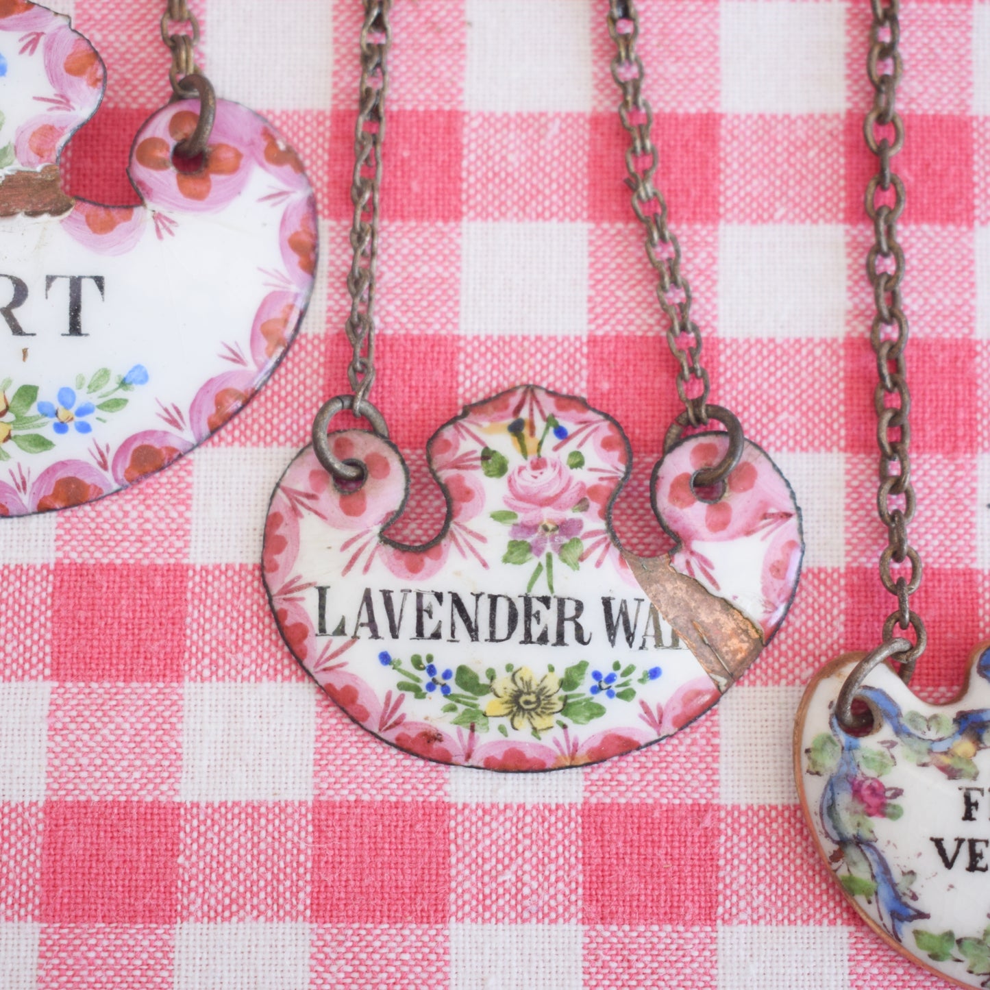 Vintage 1900s Small Enamel / Bone China Decanter Labels - French by Pineapple Retro