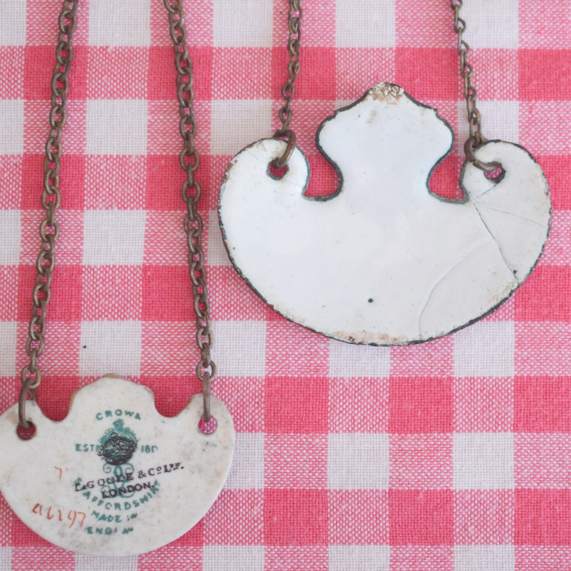 Vintage 1900s Small Enamel / Bone China Decanter Labels - French by Pineapple Retro
