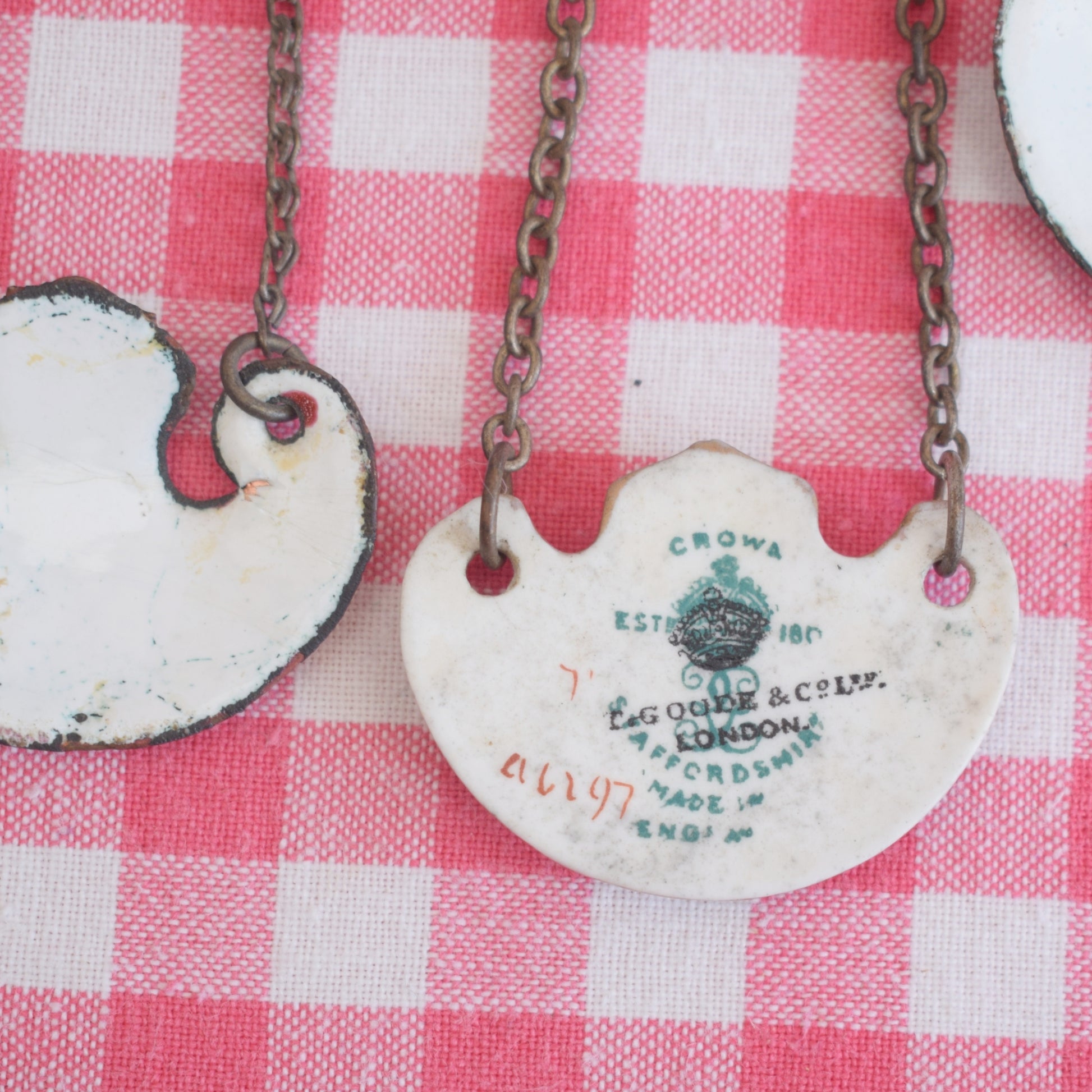 Vintage 1900s Small Enamel / Bone China Decanter Labels - French by Pineapple Retro
