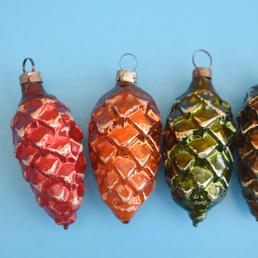 Vintage 1950s Set Of Glass Decorations - Pinecones