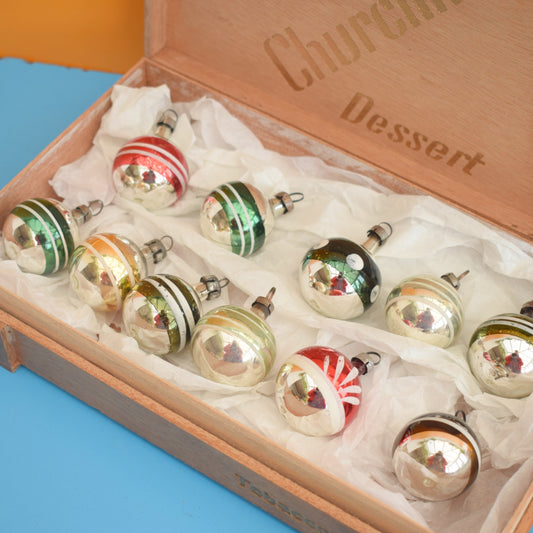 Vintage 1960s Glass Christmas Baubles - Minis In Box