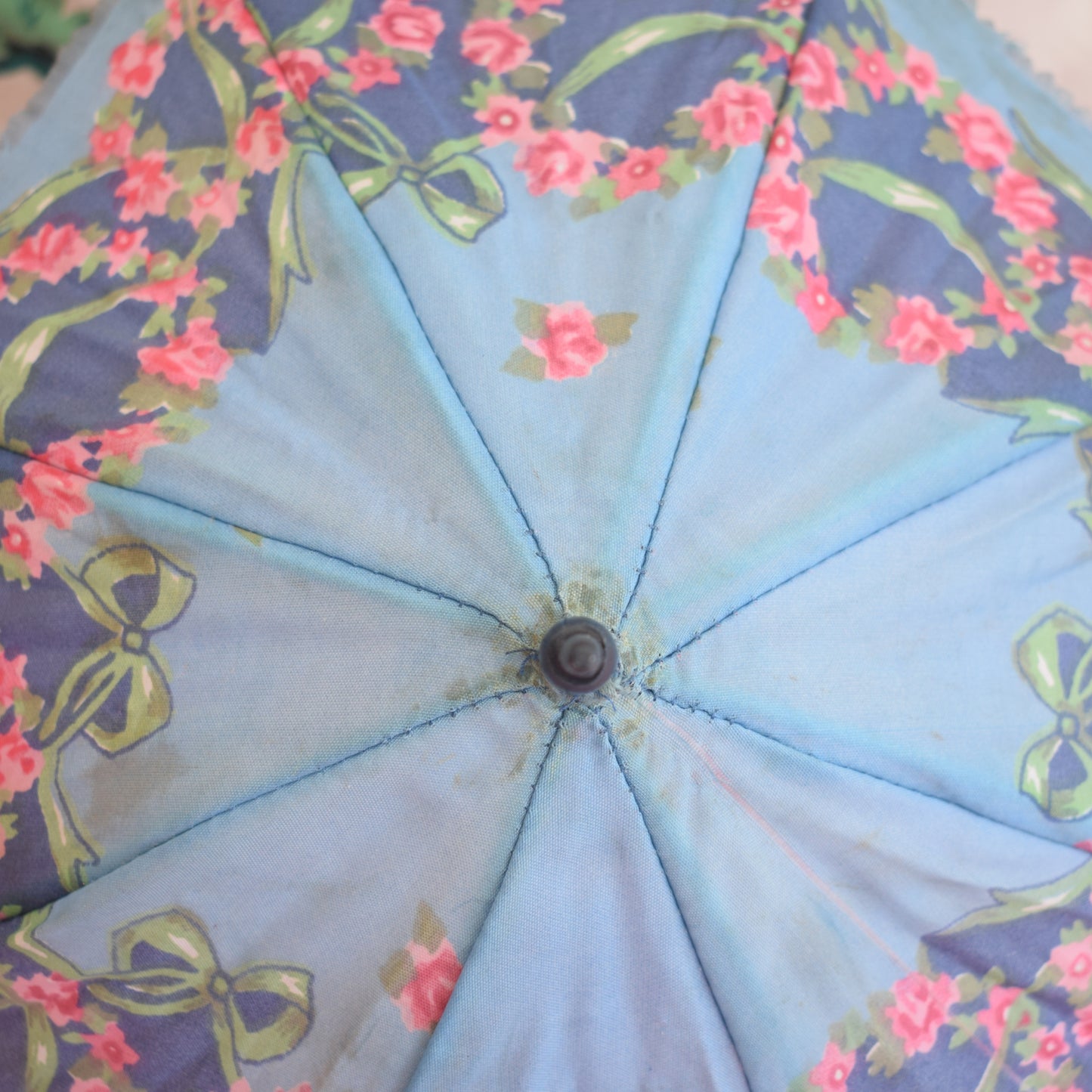 Vintage 1950s Small Dolls Umbrella/ Parasol - Floral by Pineapple Retro