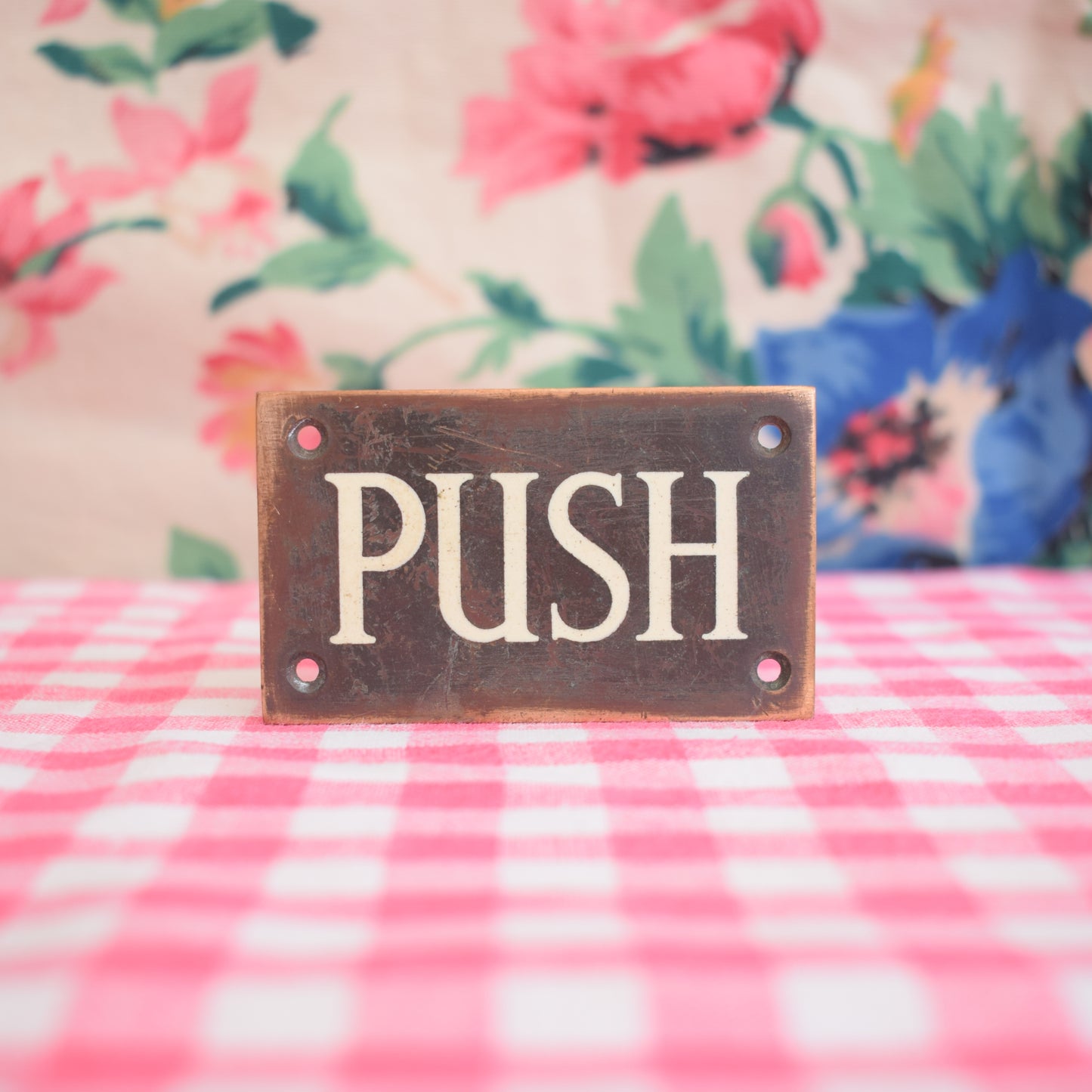 Vintage 1950s Small Copper PUSH Door Sign