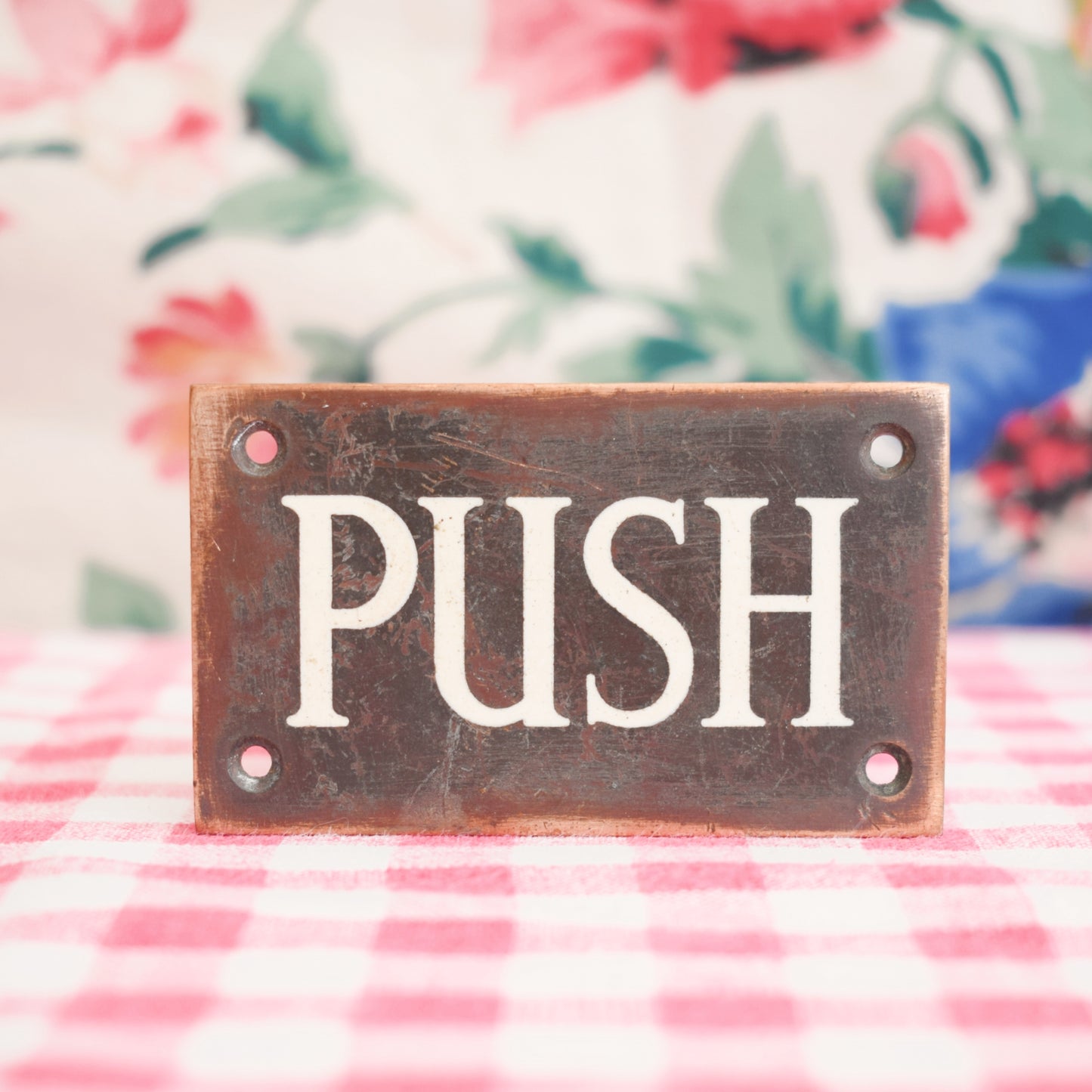 Vintage 1950s Small Copper PUSH Door Sign