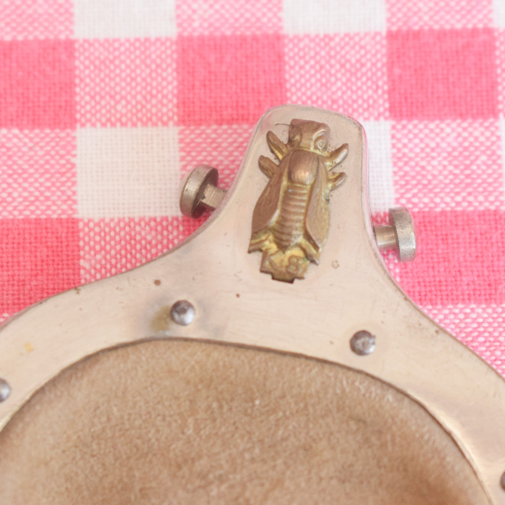 Vintage Victorian Small Leather Purse - Bee Motif - KS by Pineapple Retro