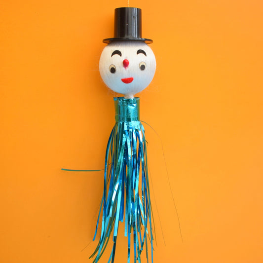 Vintage 1970s Tinsel Man In Hat Christmas Bauble / Decoration