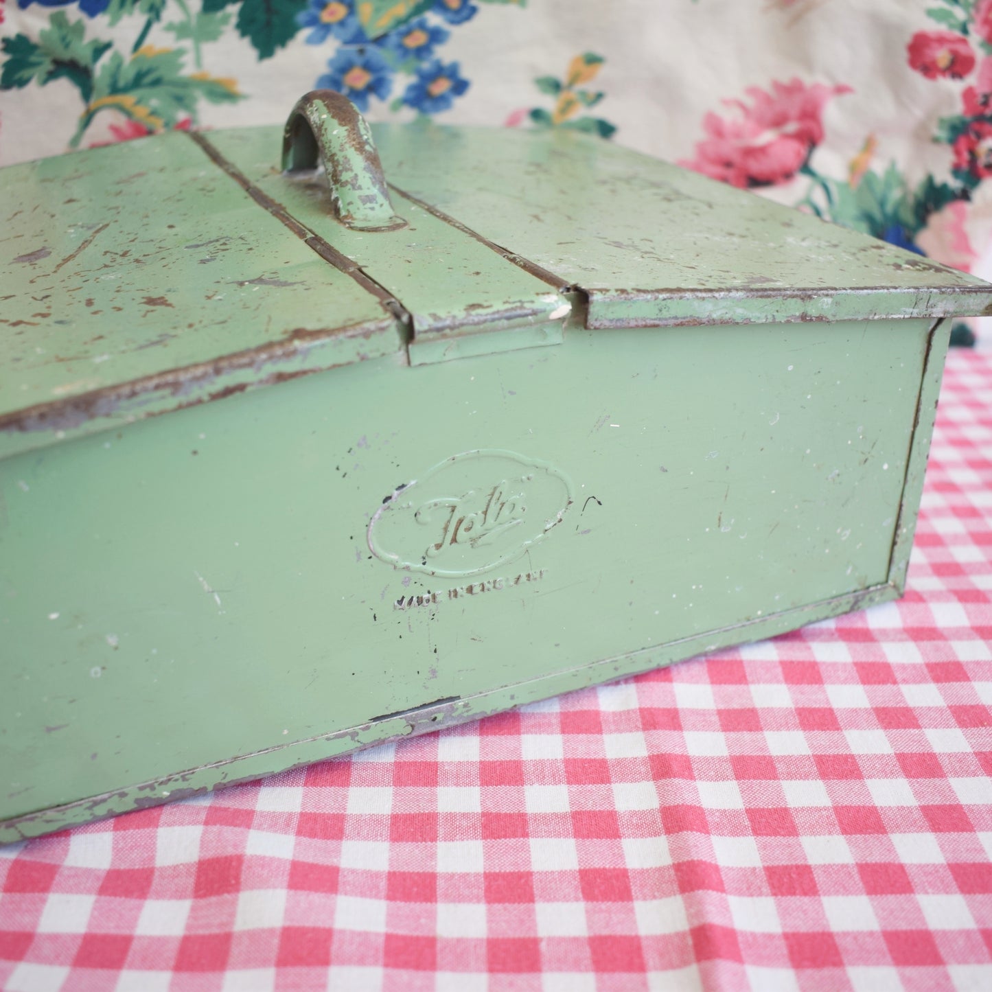 Vintage 1950s Metal Shoe Cleaning Box - Tala - Sage Green by Pineapple Retro