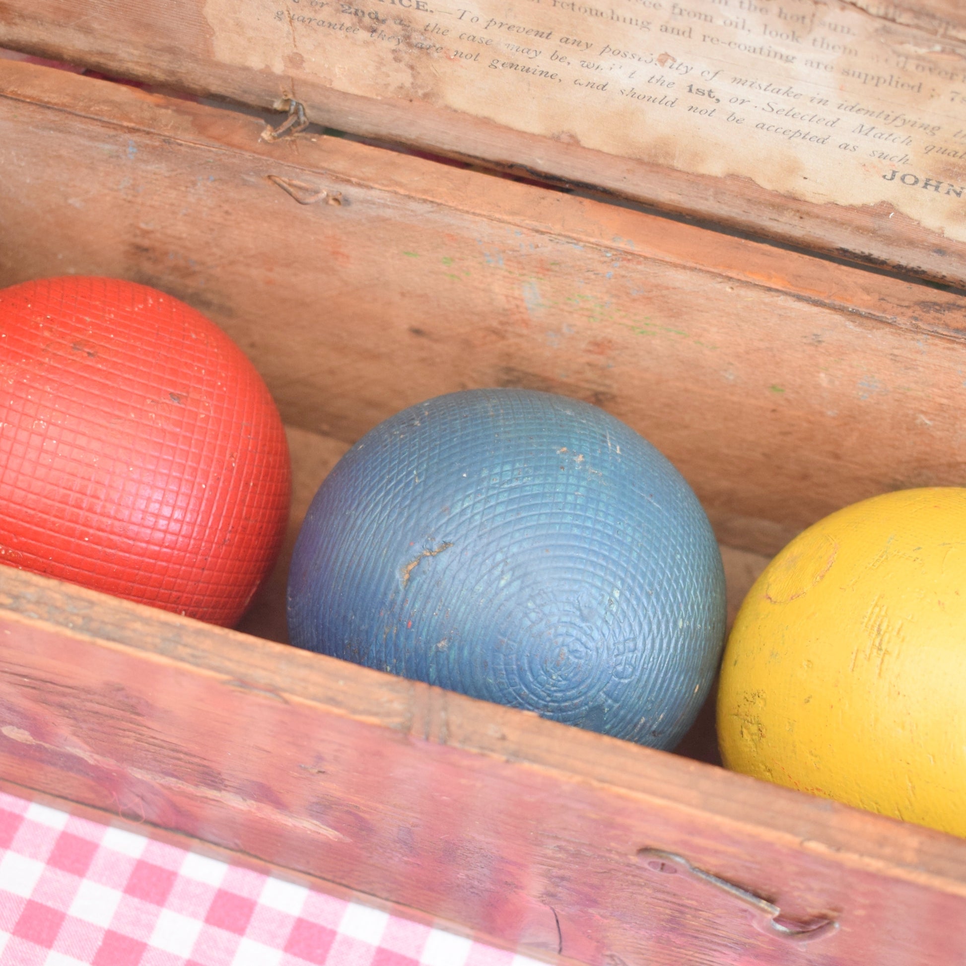 Vintage 1900s Croquet Balls x4 - Original Wooden Case - Jacques by Pineapple Retro