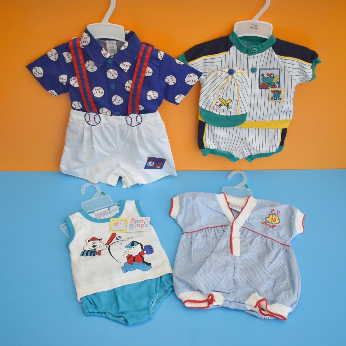 Vintage 1980s Romper Sets - Baseball - Various Ages - Unworn