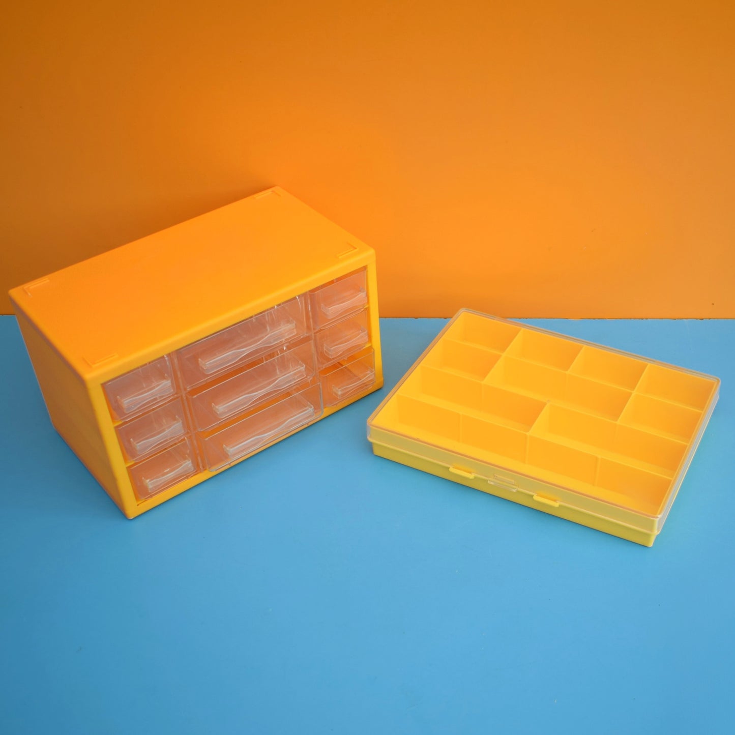 Vintage 1970s Plastic Mini Drawer Unit - Hobby / Collections - Yellow