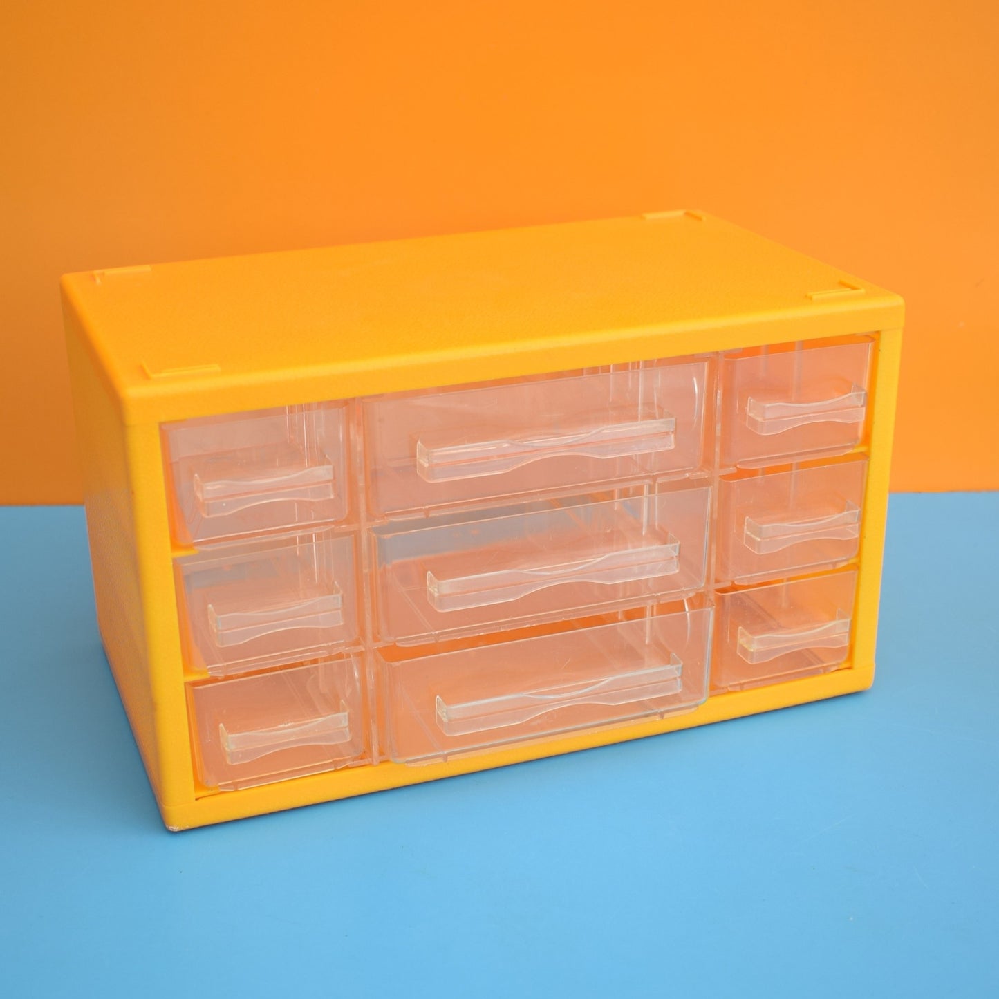 Vintage 1970s Plastic Mini Drawer Unit - Hobby / Collections - Yellow