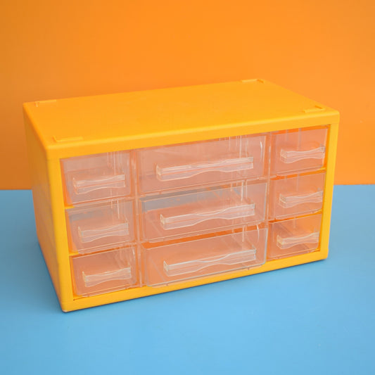 Vintage 1970s Plastic Mini Drawer Unit - Hobby / Collections - Yellow