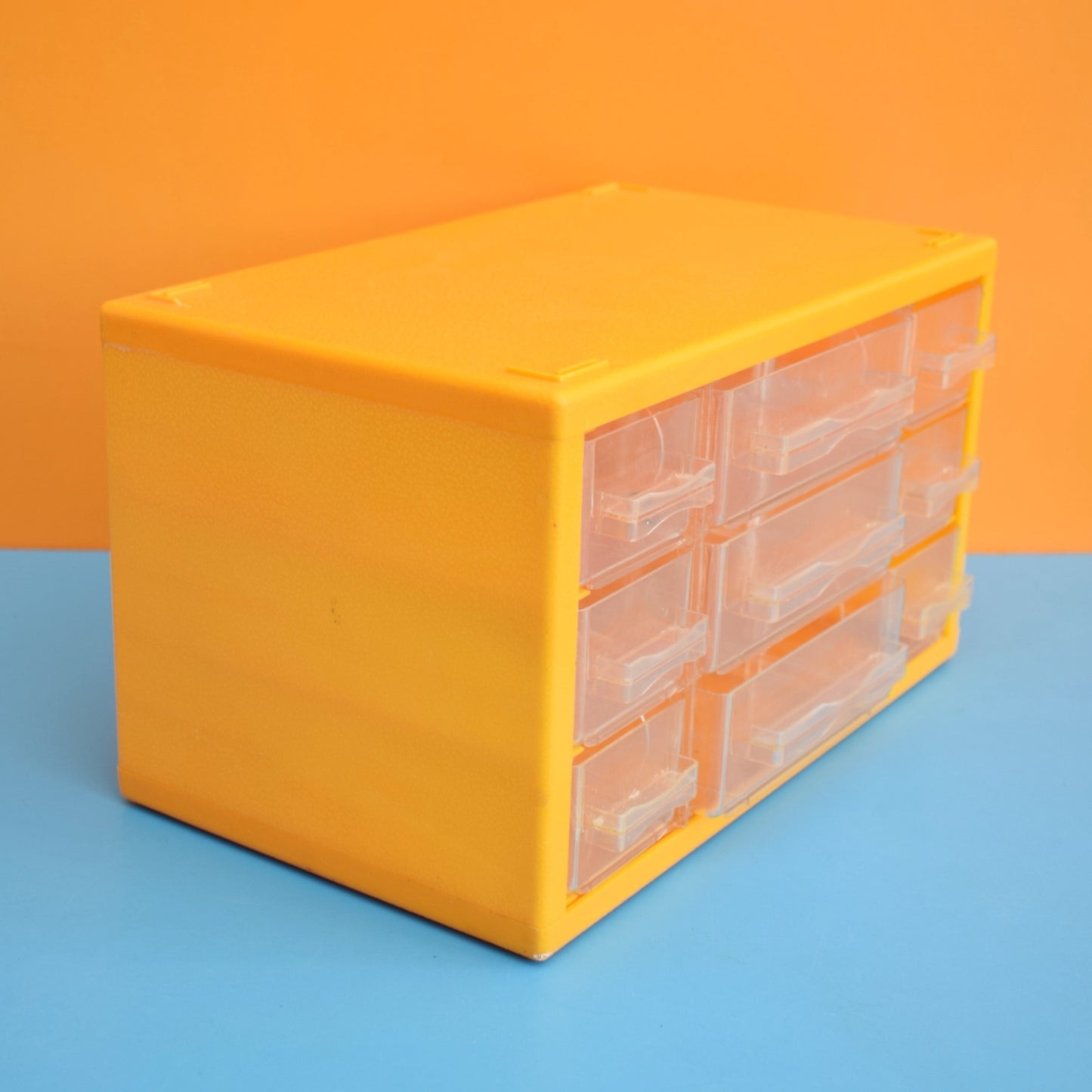 Vintage 1970s Plastic Mini Drawer Unit - Hobby / Collections - Yellow
