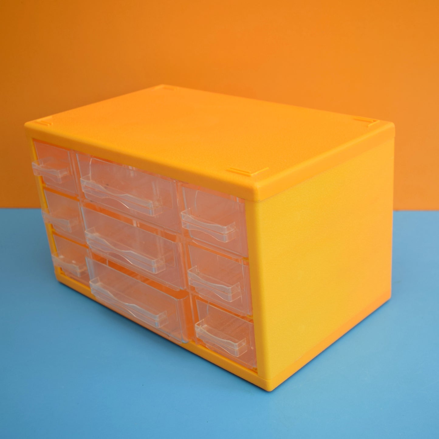 Vintage 1970s Plastic Mini Drawer Unit - Hobby / Collections - Yellow