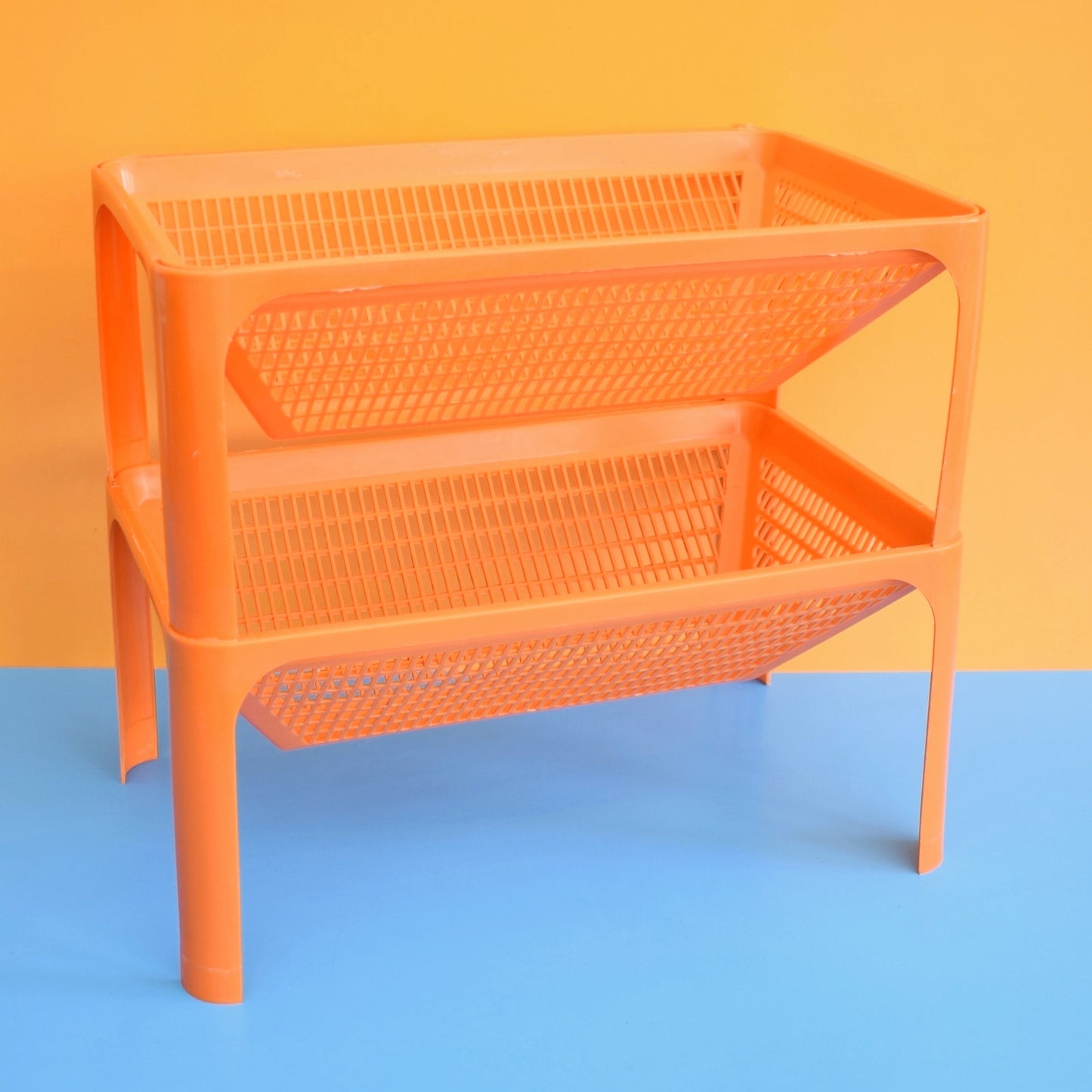 Vintage 1970s Plastic Storage / Vegetable Rack - Laricol - Orange x2