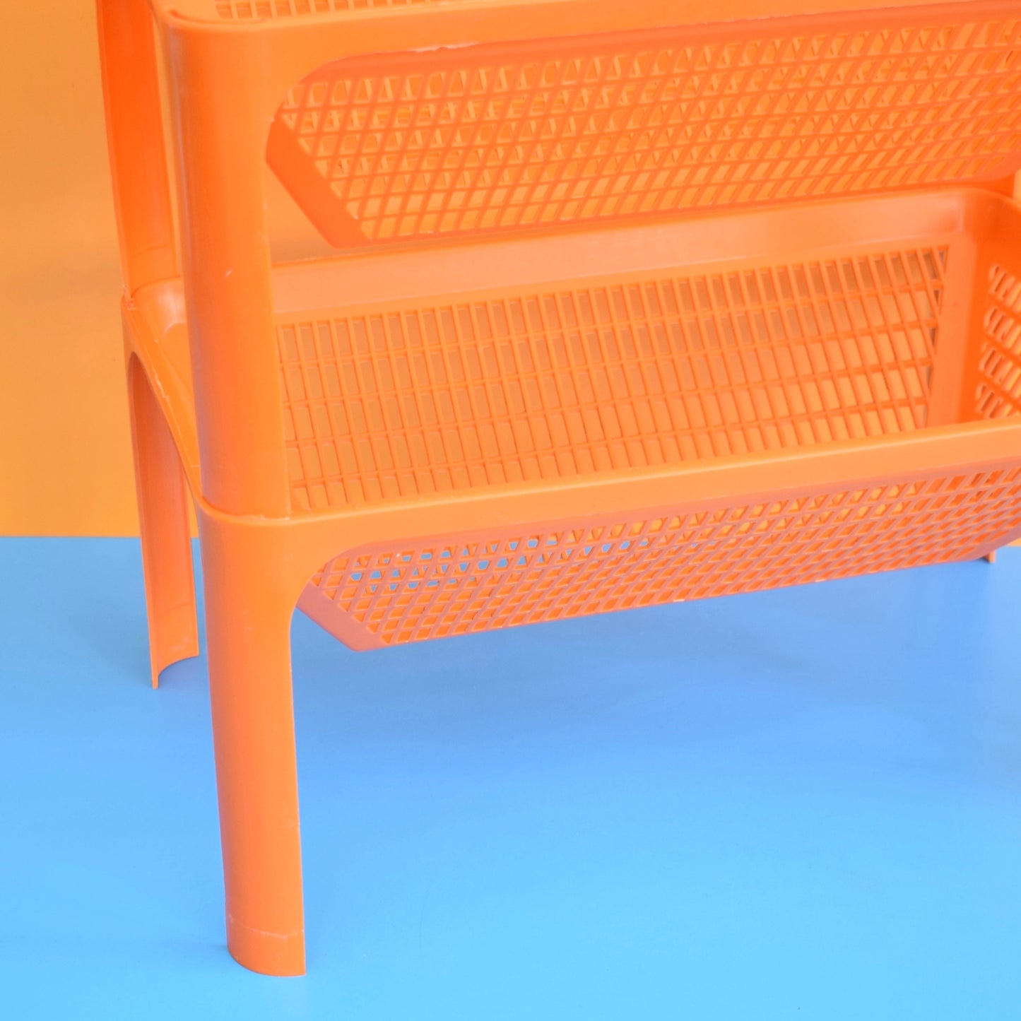 Vintage 1970s Plastic Storage / Vegetable Rack - Laricol - Orange x2