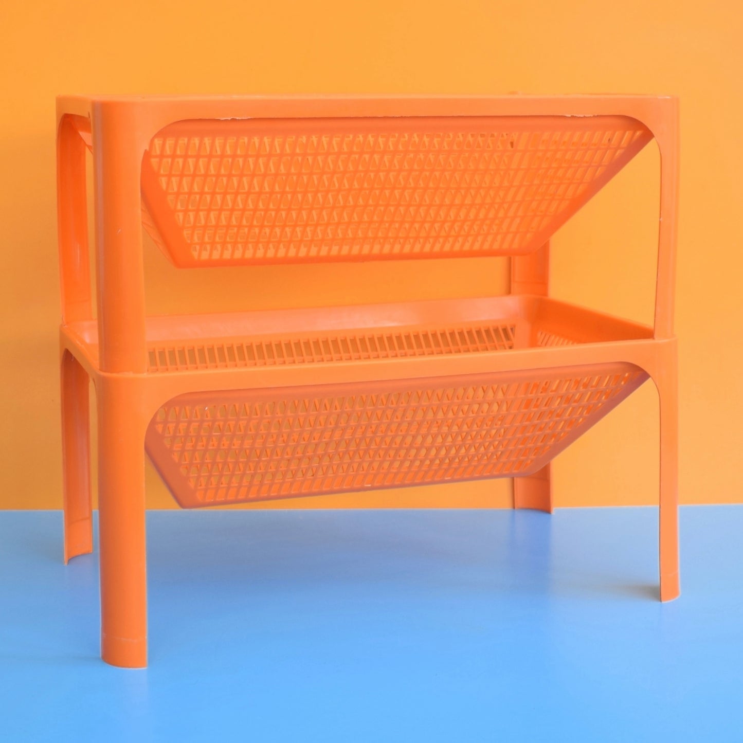 Vintage 1970s Plastic Storage / Vegetable Rack - Laricol - Orange x2