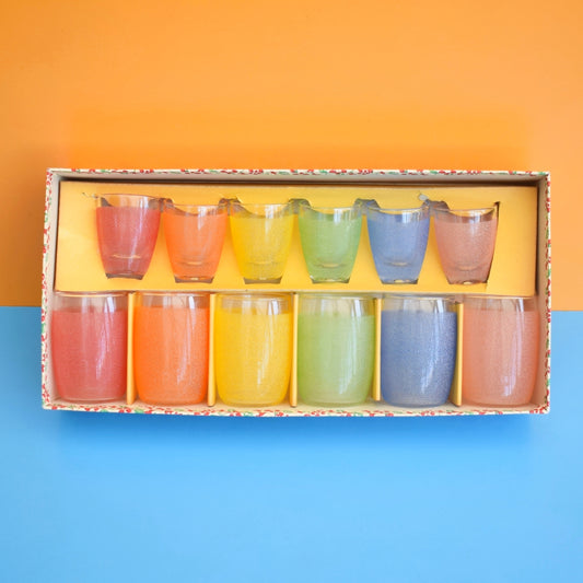 Vintage 1960s Set of Shot & Juice Glasses - Rainbow - Fab Box