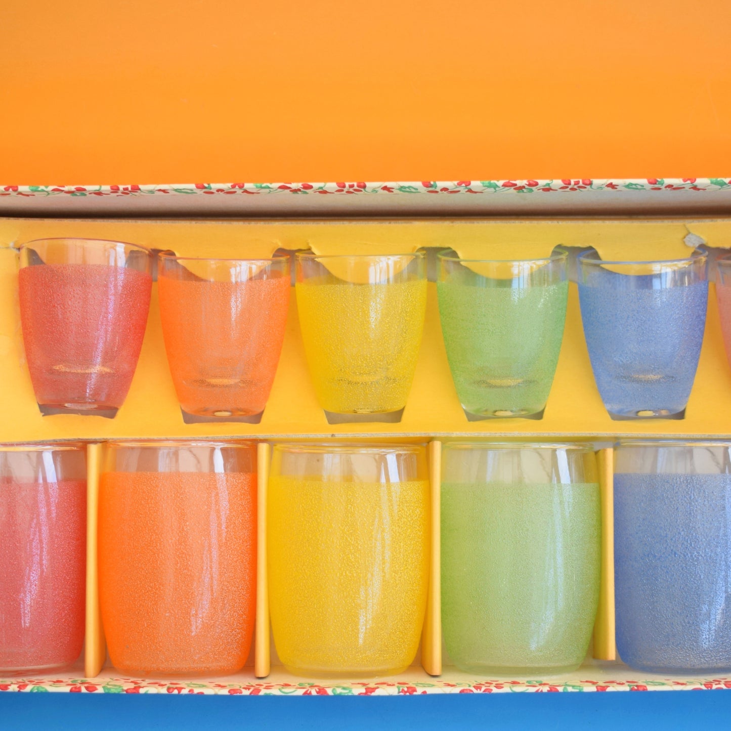 Vintage 1960s Set of Shot & Juice Glasses - Rainbow - Fab Box