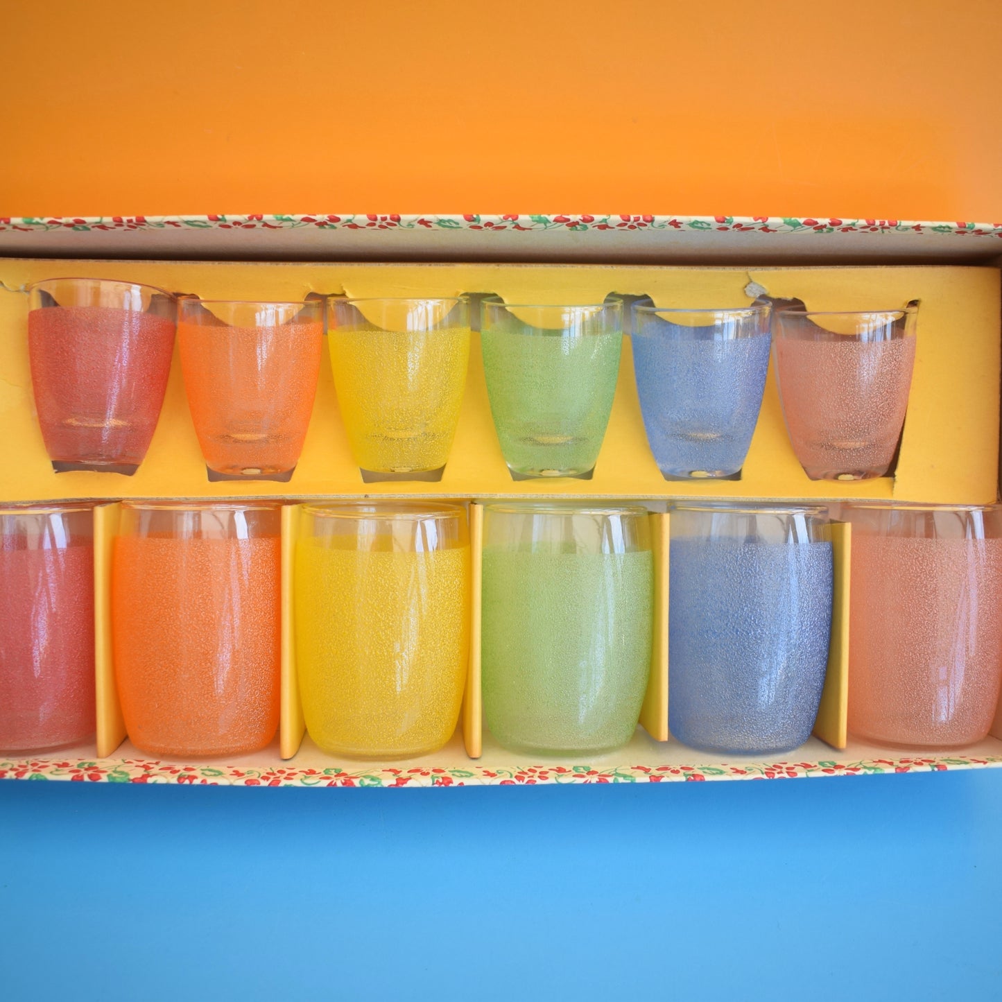 Vintage 1960s Set of Shot & Juice Glasses - Rainbow - Fab Box