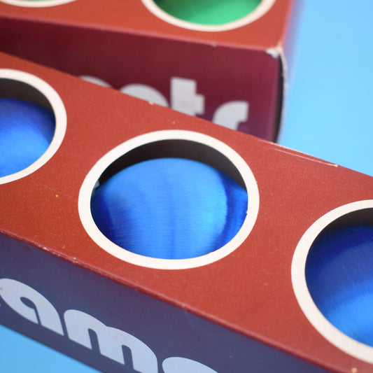 Vintage 1970s Satin Christmas Baubles- Boxed - Green & Blue