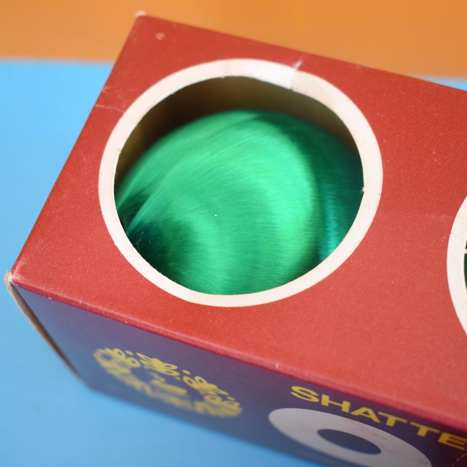 Vintage 1970s Satin Christmas Baubles- Boxed - Green & Blue by Pineapple Retro