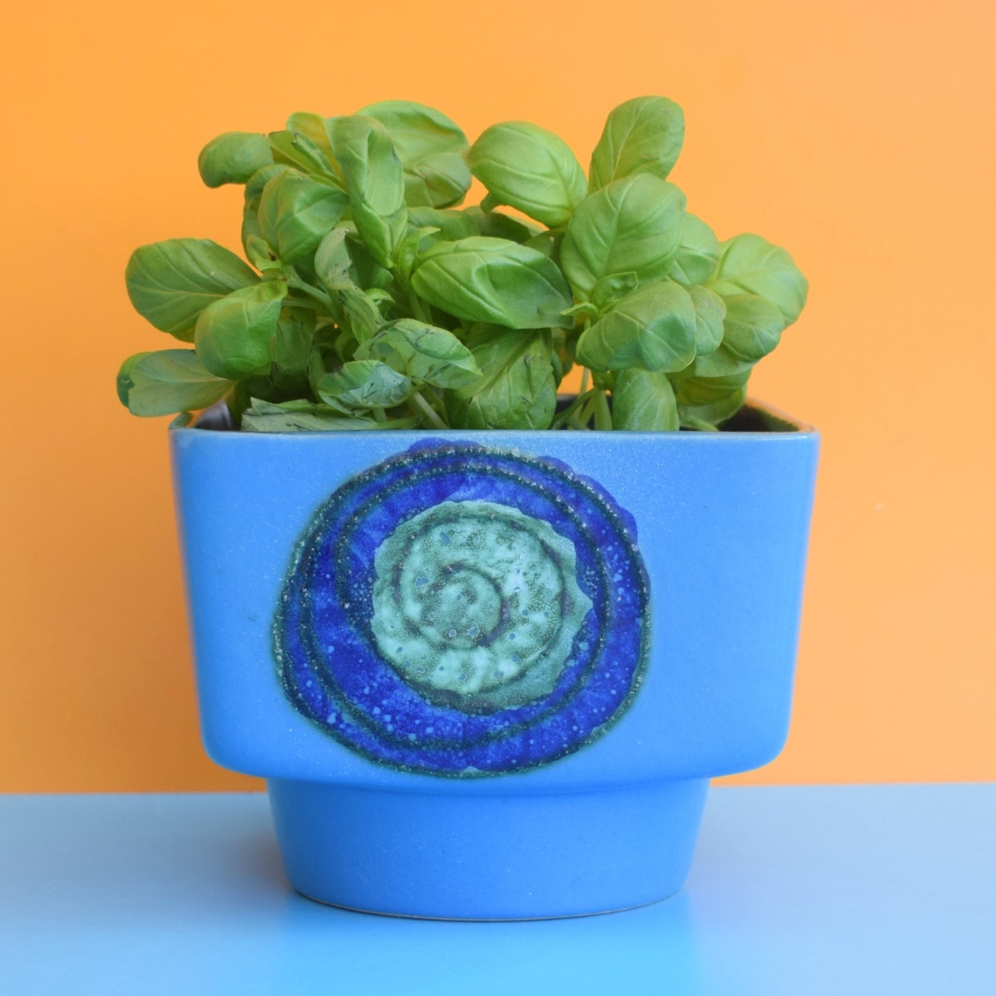 Vintage 1960s East German Planter- VEB STREHLA - Blue & Green by Pineapple Retro