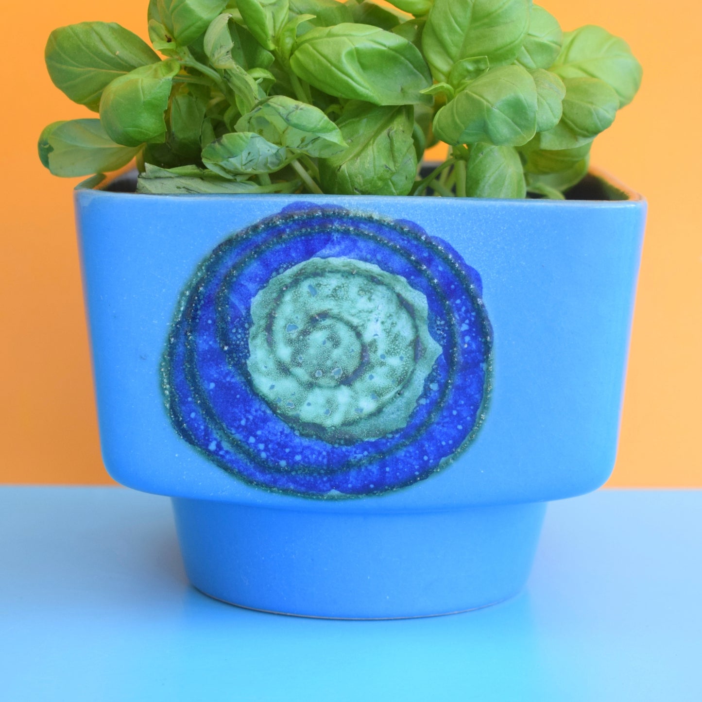 Vintage 1960s East German Planter- VEB STREHLA - Blue & Green by Pineapple Retro
