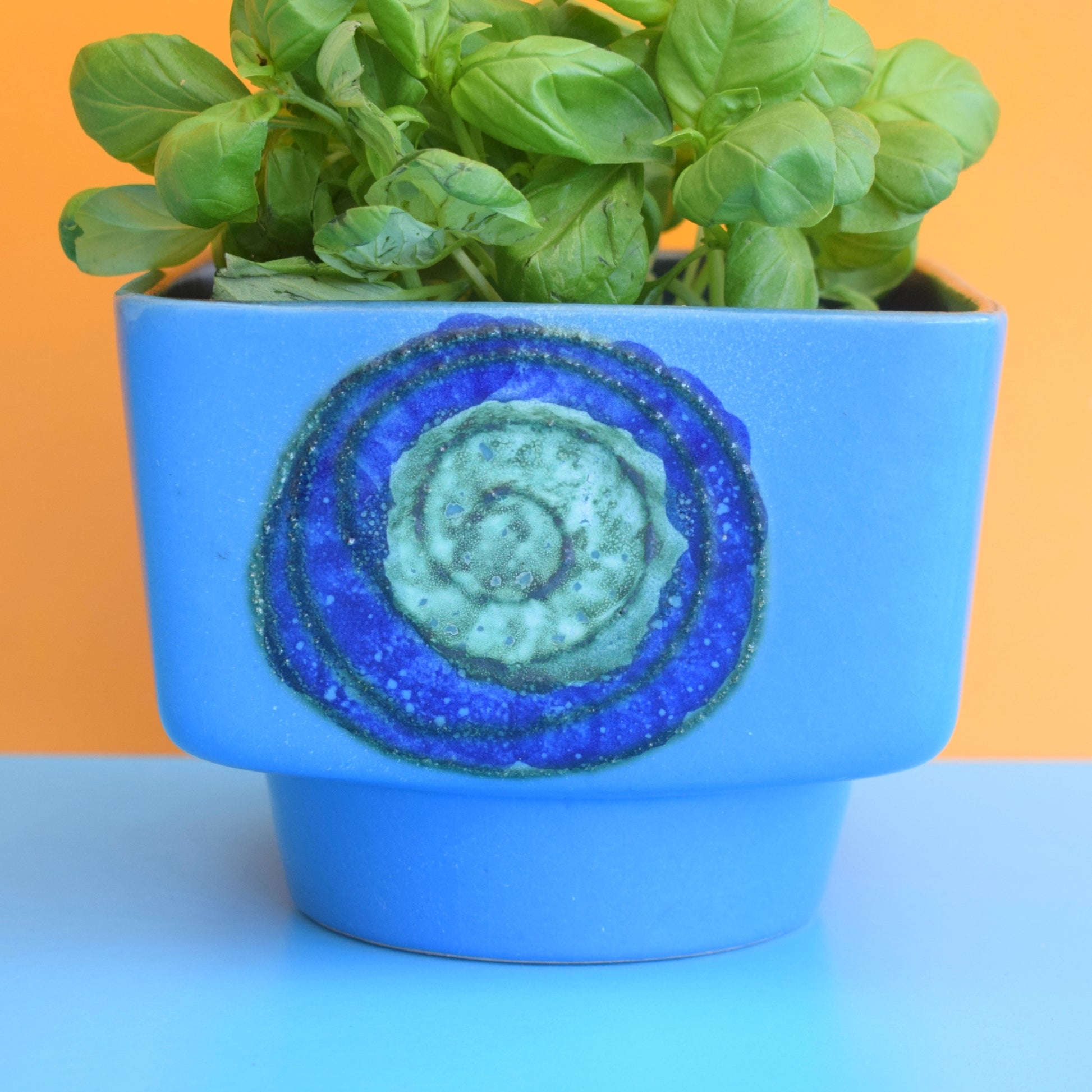 Vintage 1960s East German Planter- VEB STREHLA - Blue & Green by Pineapple Retro