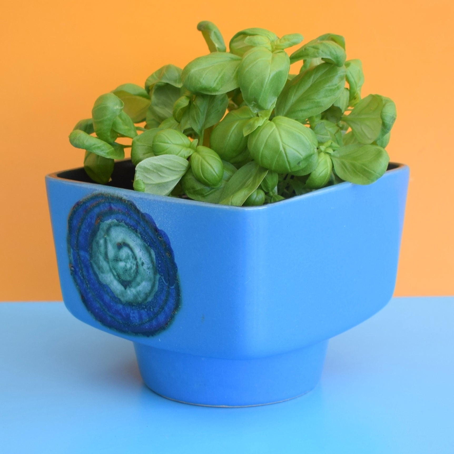 Vintage 1960s East German Planter- VEB STREHLA - Blue & Green by Pineapple Retro