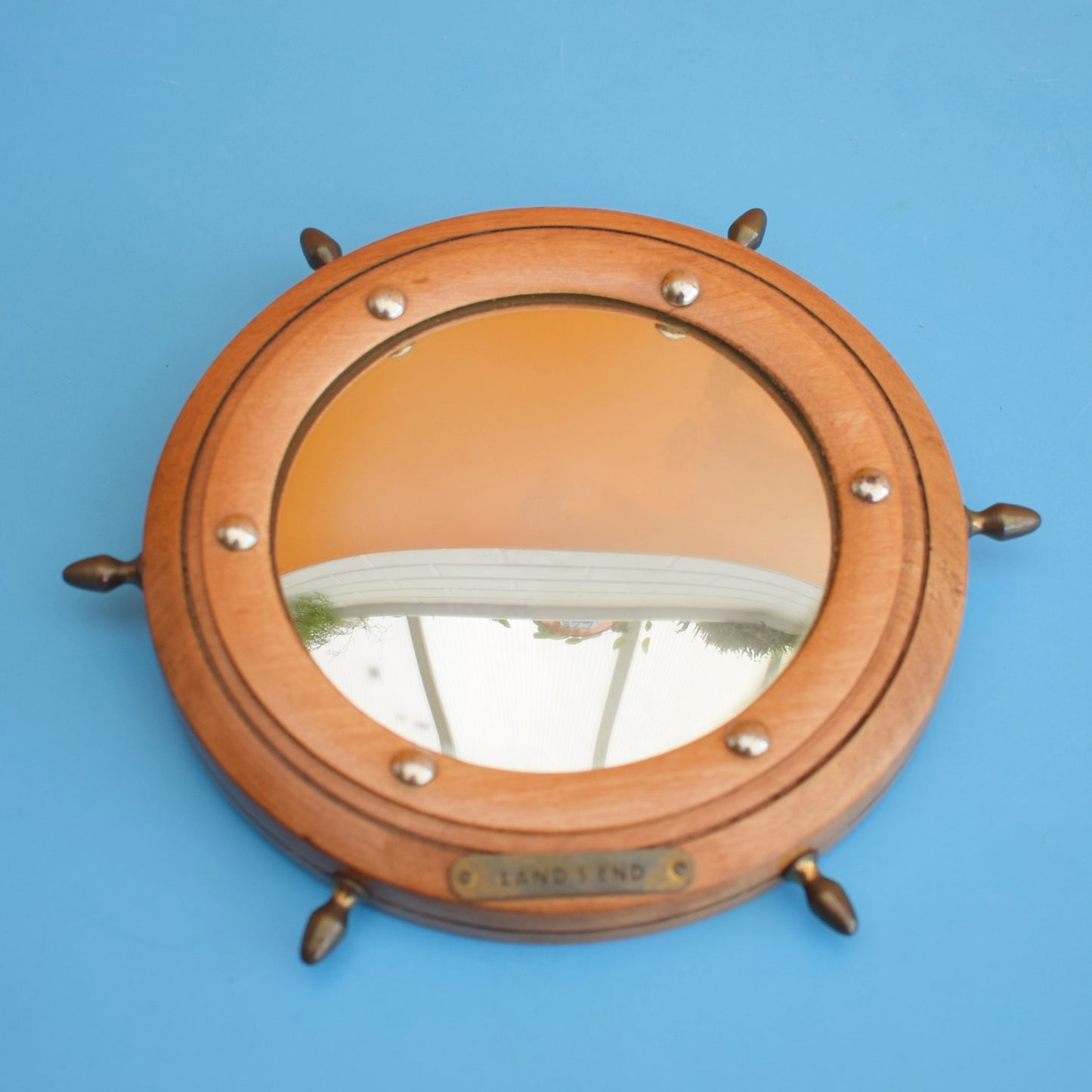 Vintage 1950s Small Kitsch Nautical Ships Wheel/ Porthole Mirror