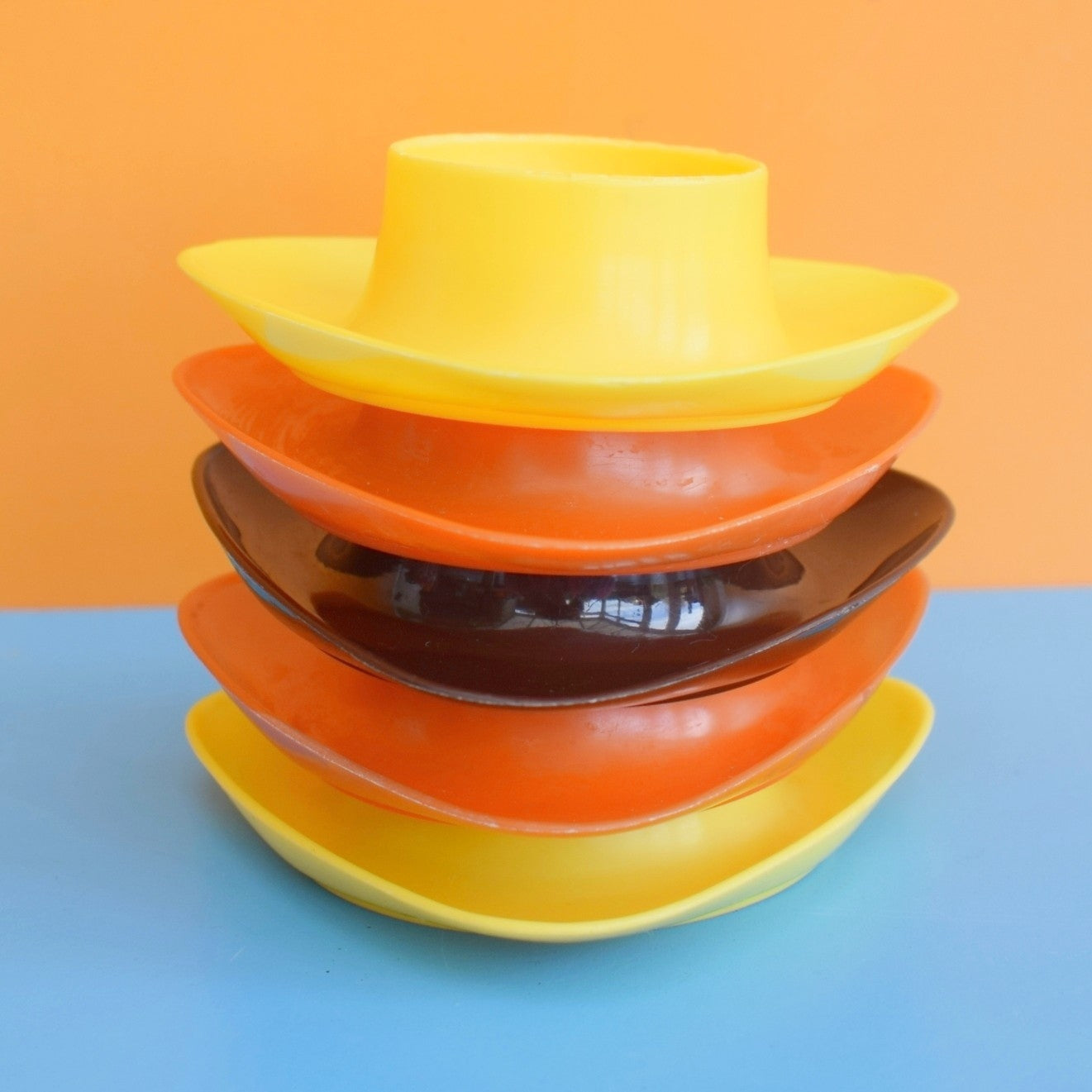 Vintage 1960s Plastic Stacking Egg Cups x5